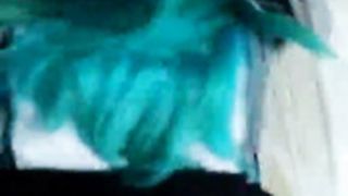 Blue-haired schoolgirl pounded after class