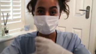 Brit nurse with gloves gets semen sample (virtual joi)