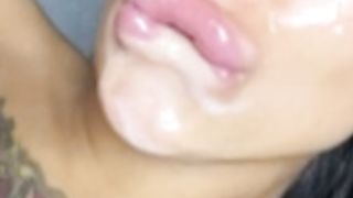 Joanna Bailess, fingers and milk,  in the mouth