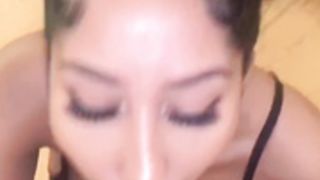 Brown girl from london razorbaby sloppy blowjob facial