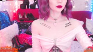 Violet haired seductress playing