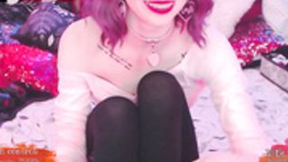 Violet haired seductress playing