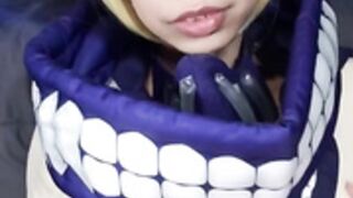 Cute trap Jess cosplaying Himiko Toga and cumming