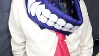 Cute trap Jess cosplaying Himiko Toga and cumming