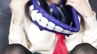 Cute trap Jess cosplaying Himiko Toga and cumming