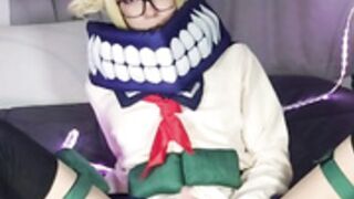 Cute trap Jess cosplaying Himiko Toga and cumming