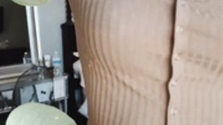 Liv stripping a top off