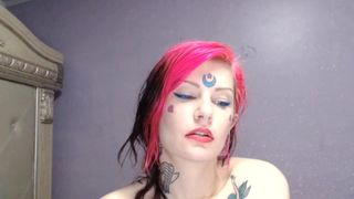 kandykitten23, stockings, pink hair, tats, dildo, punk,