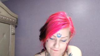 kandykitten23, stockings, pink hair, tats, dildo, punk,