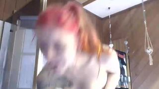 budfairy, dancing, naked, big boobs, pink hair, tats