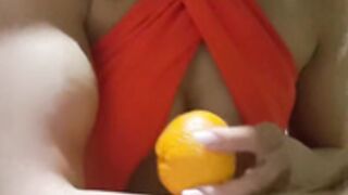 Erika flexing and crushing fruit