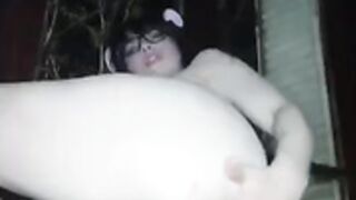 Pale like ghost goth slut teases with anus
