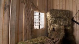 Lucie Wilde satisfying herself in a barn.
