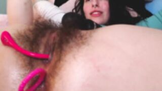 chloekreams hairy pussy, squirt creamy orgasm