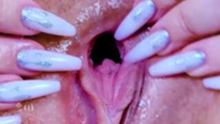 Piggy's Macro cunt closeups sauced by sticky saliva