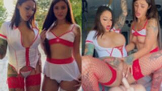 Hélène Boudreau | Noémie Dufresne - French Canadian Nurses 💉 Fucks in Ambulance 🚑