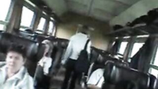 amateur blowjob in a train