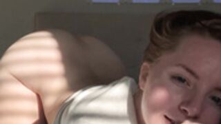 Sky Wallace shows off her perfect pussy in the sunlight