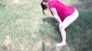 wemakehercum PEEING IN THE BACKYARD AND LACTATION!
