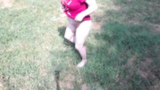 wemakehercum PEEING IN THE BACKYARD AND LACTATION!