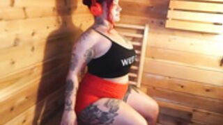 Thick chick in a sauna