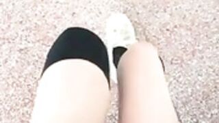18y cute Chinese girl masturbates in public.