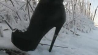 Walking to tower in fur