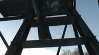 Walking to tower in fur