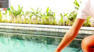 Coy_Amina swims in T-shirt and thong on Day 313