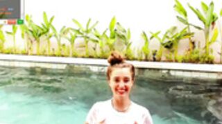 Coy_Amina swims in T-shirt and thong on Day 313