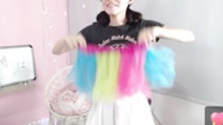 Little_Effy18 Rainbow Skirt Finger Suck Blowjob