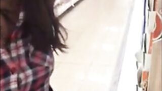 Daring herself in supermarket