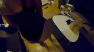 undressing & getting on her knees