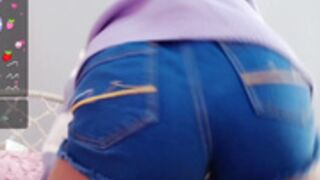 Little_Effy18 Denim Shorts Twerk Pussy Fuck