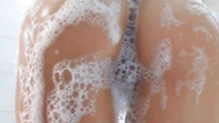 TEEN TAKES A SHOWER: JENNASWEETASS  SOAPS ASS AND PUSSY