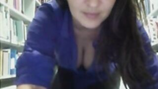 Crazy masturbation in the library