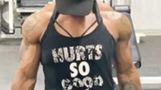 Veiny woman training hard