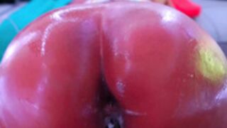 oiled up Oxlemon puts stuff in her butt