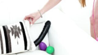 Slutty Easter Bunny Kianna Dior plays with her toys