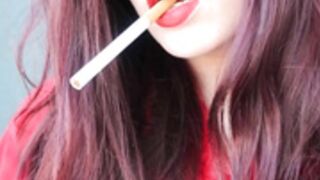 Miss Charlotte Elise Red Lips Red Nails Smoke Worship