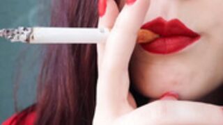 Miss Charlotte Elise Red Lips Red Nails Smoke Worship