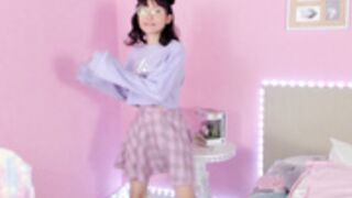 Little_Effy18 Lilac Pink Plaid Skirt Toe Suck