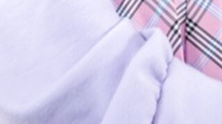 Little_Effy18 Lilac Pink Plaid Skirt Dildo Ride