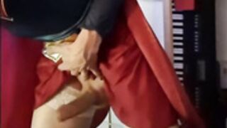 Supergirl jerks her cock off