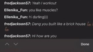 Ellen flexes veiny muscles