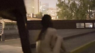 Beautiful exhibitionist asian nude in park