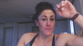 Mature Muscle Woman Burps and Flexes
