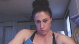 Mature Muscle Woman Burps and Flexes