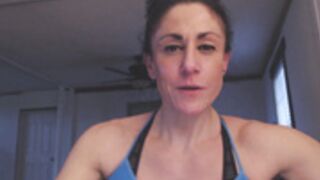 Mature Muscle Woman Burps and Flexes