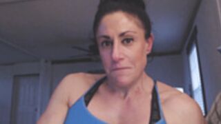 Mature Muscle Woman Burps and Flexes